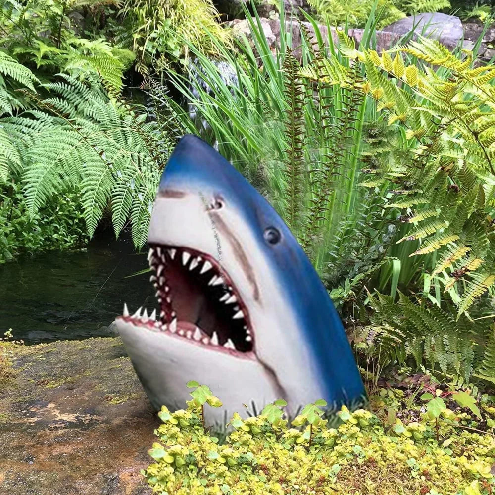 White Shark Garden Sculpture