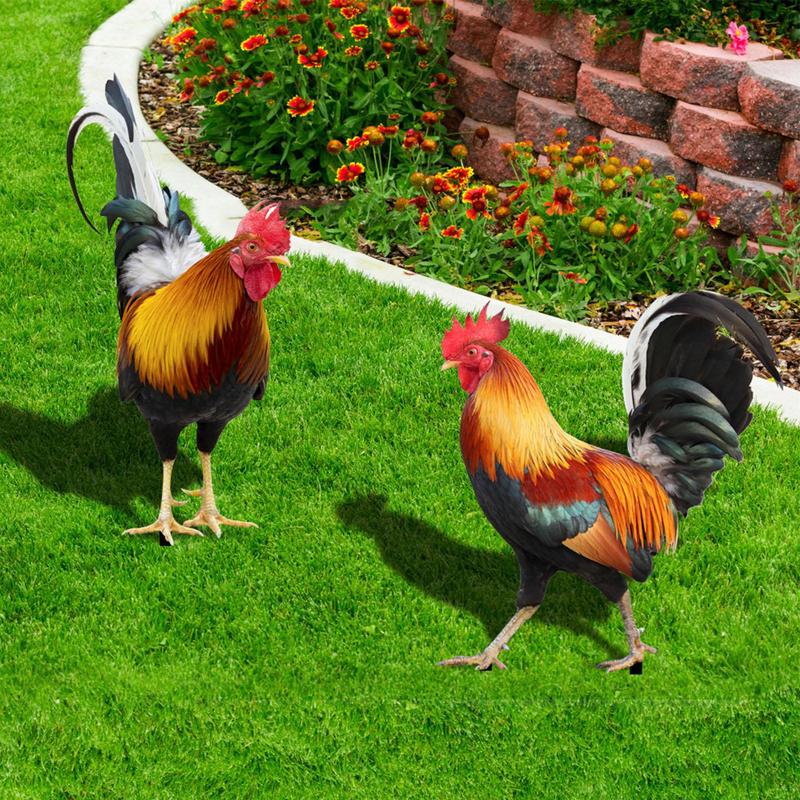 Rooster Garden Sculpture (Set of 2)