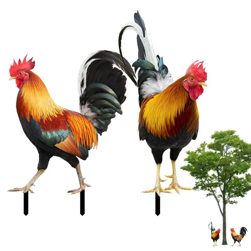 Rooster Garden Sculpture (Set of 2)