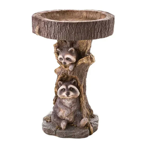 Raccoon Bird Bath Garden Sculpture