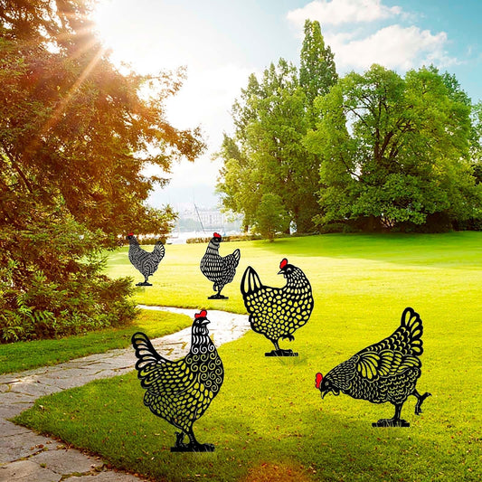 Metal Art - 5pcs Realistic Chicken Set