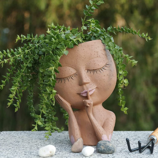 Girl Face Flower Pot